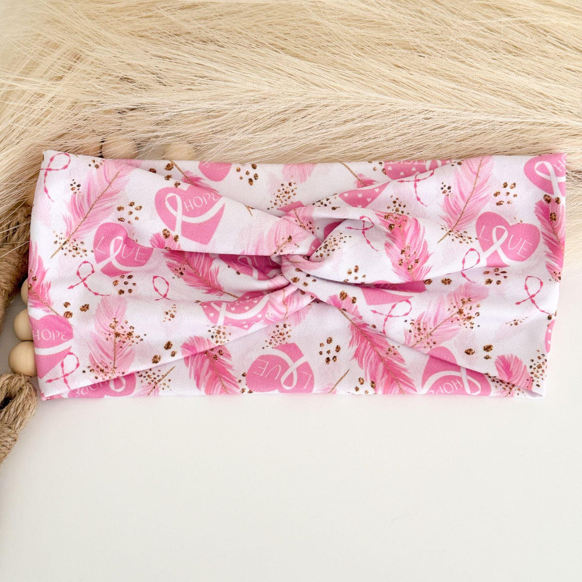 Pink Ribbon Breast Cancer Awareness Headbands for Women, Twist Soft & Stretchy Headband, Nurse Headband, Headband Studio