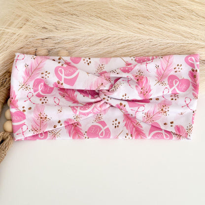 Pink Ribbon Breast Cancer Awareness Headbands for Women, Twist Soft & Stretchy Headband, Nurse Headband, Headband Studio