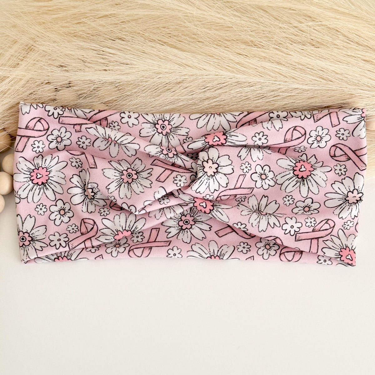 Pink Ribbon Breast Cancer Awareness Headbands for Women, Twist Soft & Stretchy Headband, Nurse Headband, Headband Studio