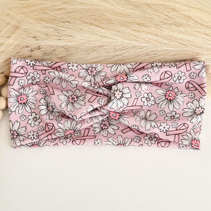 Pink Ribbon Breast Cancer Awareness Headbands for Women, Twist Soft & Stretchy Headband, Nurse Headband, Headband Studio
