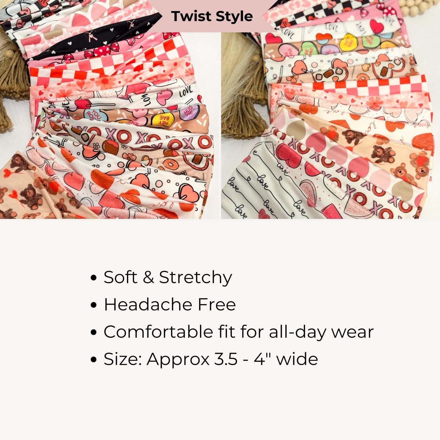 Valentine's Day Twist Headband: Handmade Knotted Stretchy Headband Headband Studio