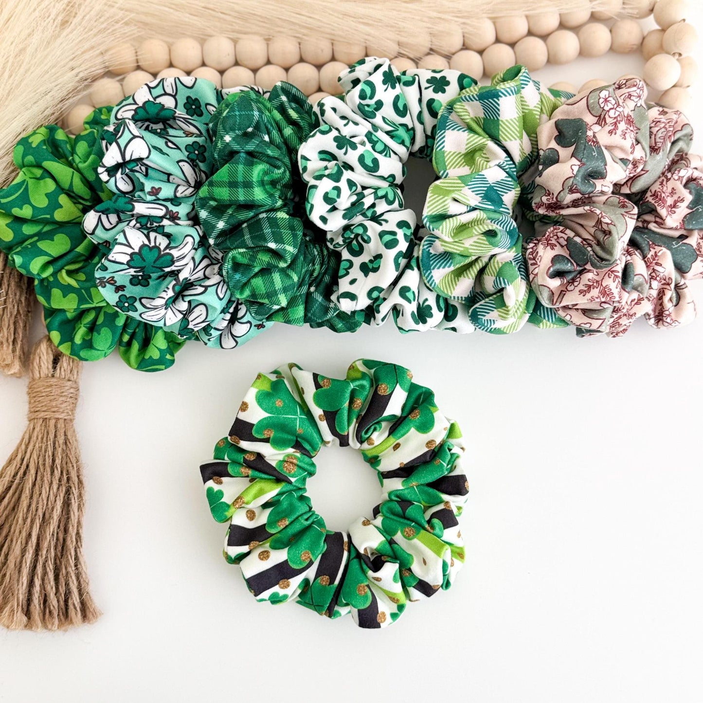 St. Patrick's Day Scrunchies: Lucky Clover Hair Ties Headband Studio