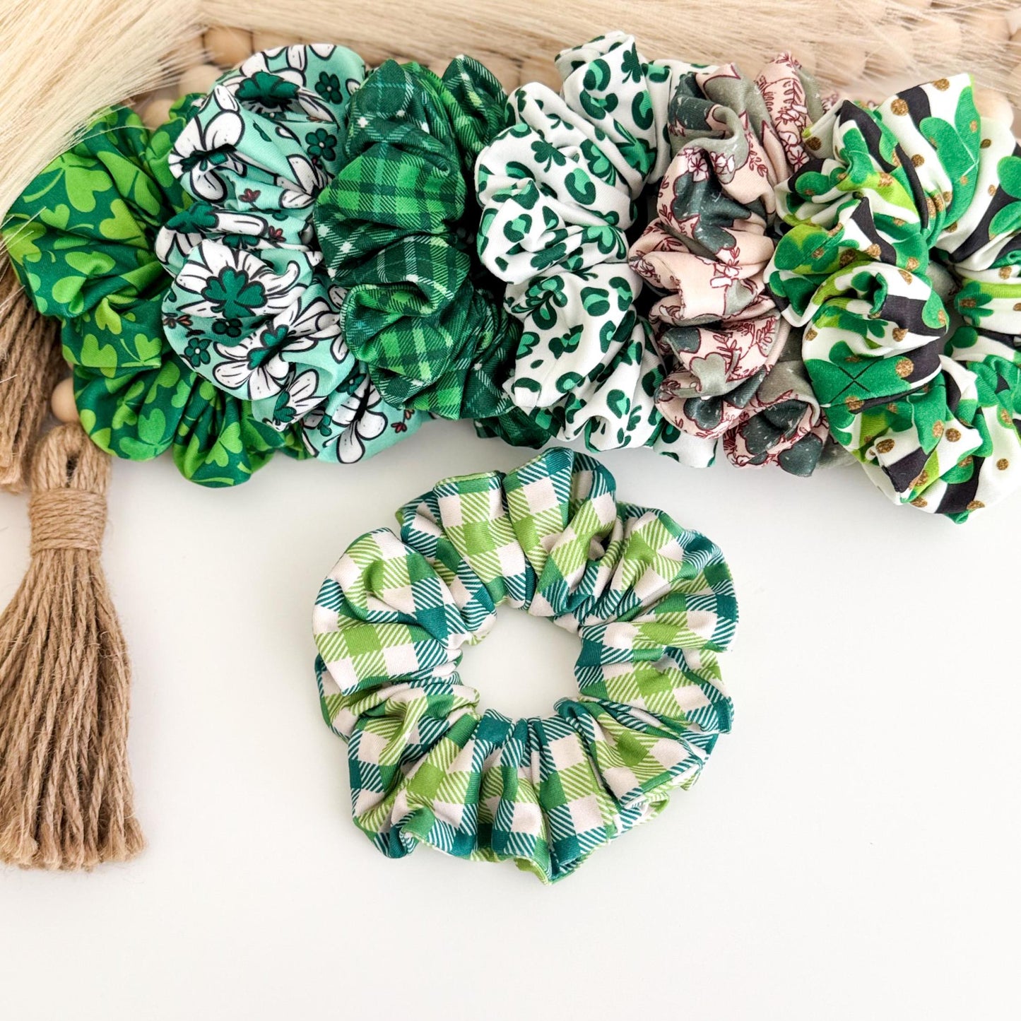 St. Patrick's Day Scrunchies: Lucky Clover Hair Ties Headband Studio