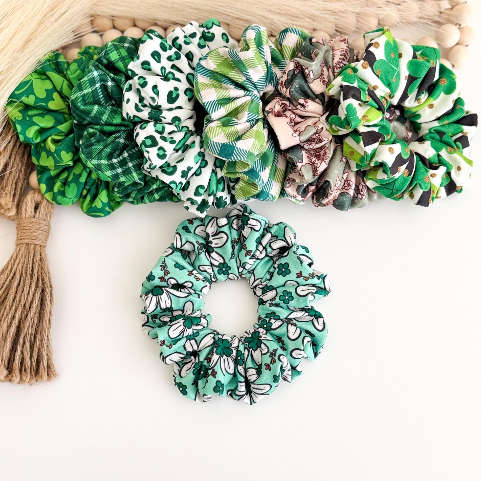 St. Patrick's Day Scrunchies: Lucky Clover Hair Ties Headband Studio