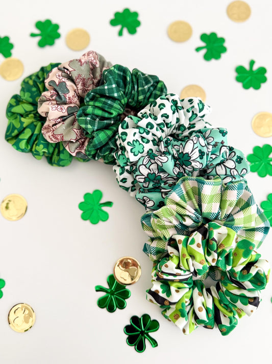 St. Patrick's Day Scrunchies: Lucky Clover Hair Ties Headband Studio