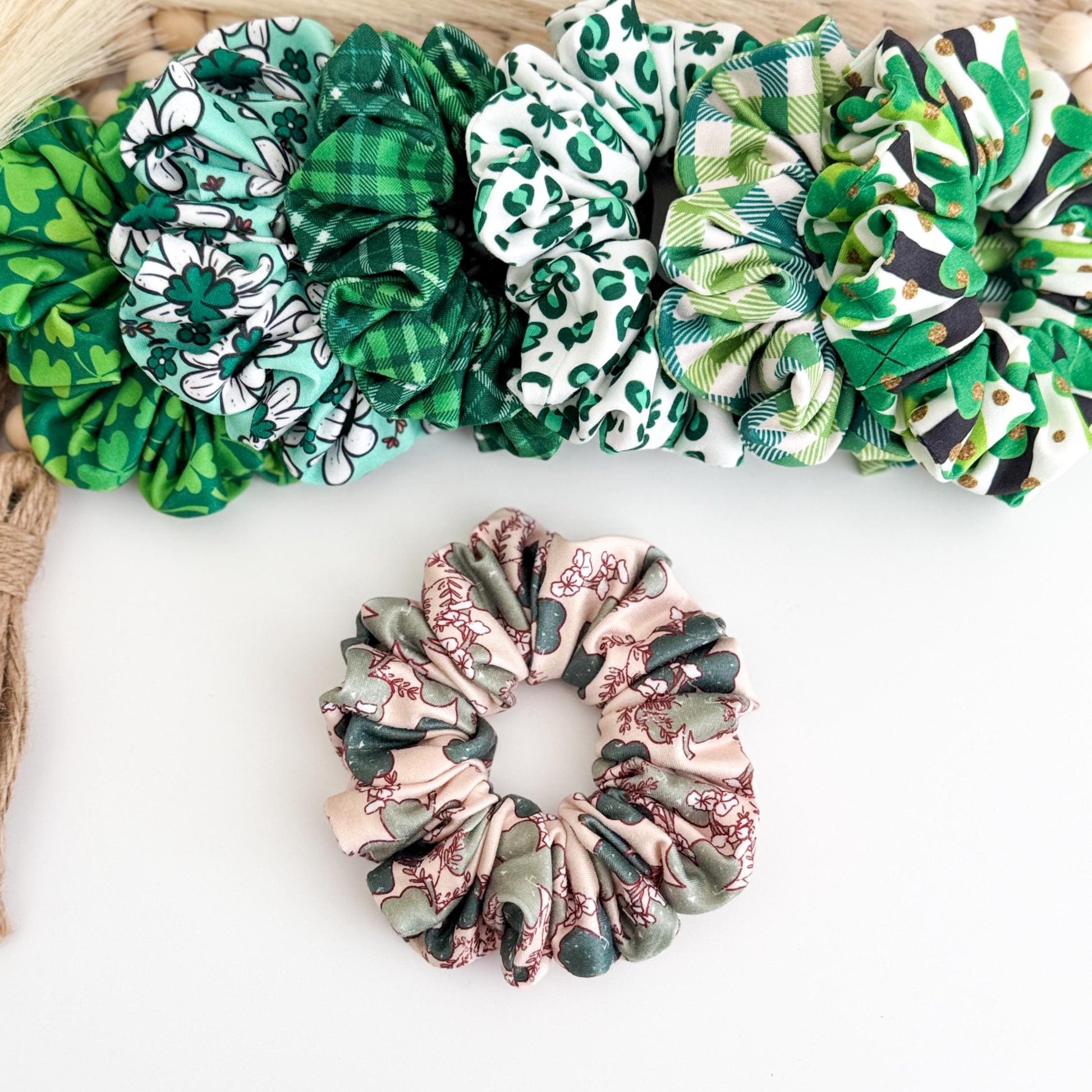 St. Patrick's Day Scrunchies: Lucky Clover Hair Ties Headband Studio