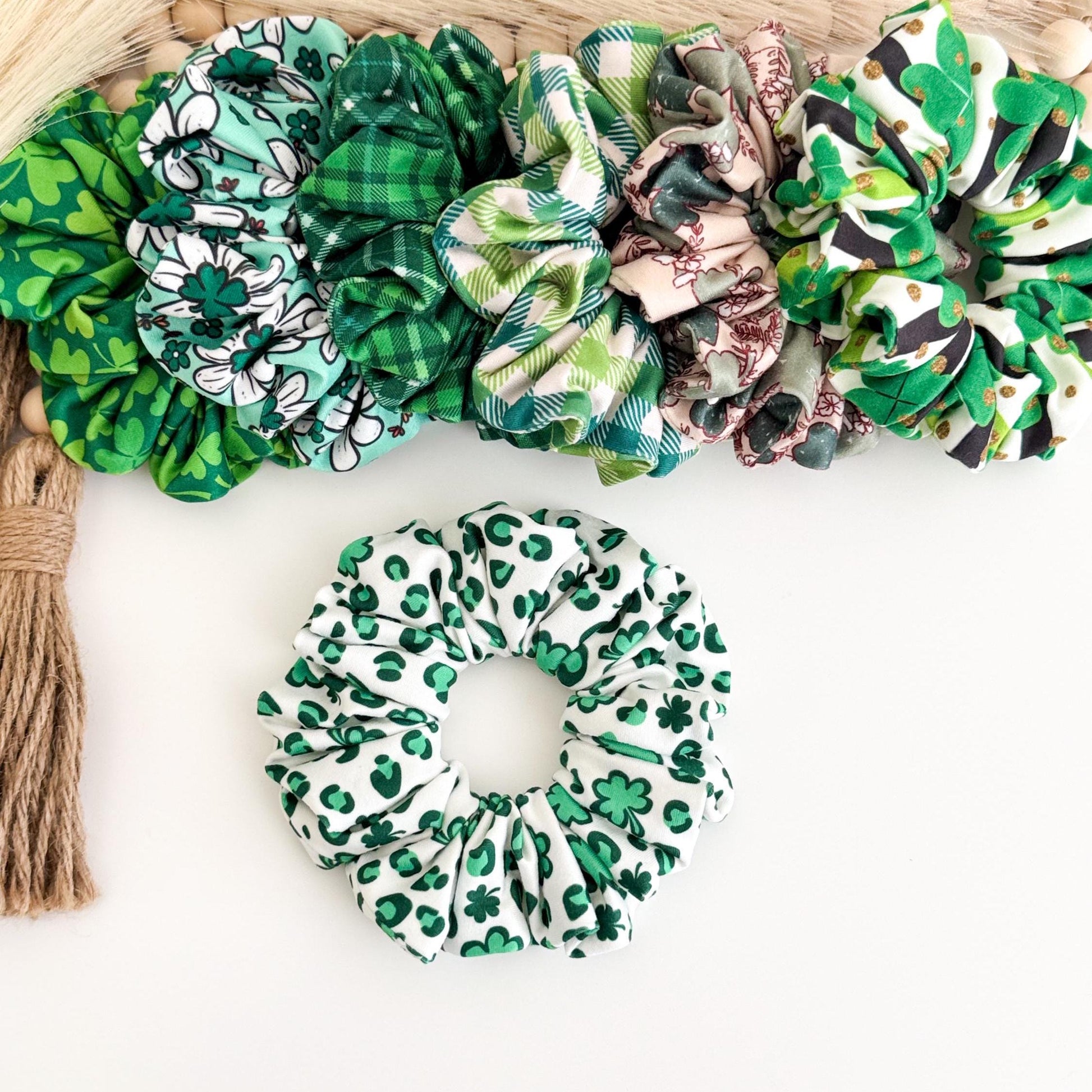 St. Patrick's Day Scrunchies: Lucky Clover Hair Ties Headband Studio