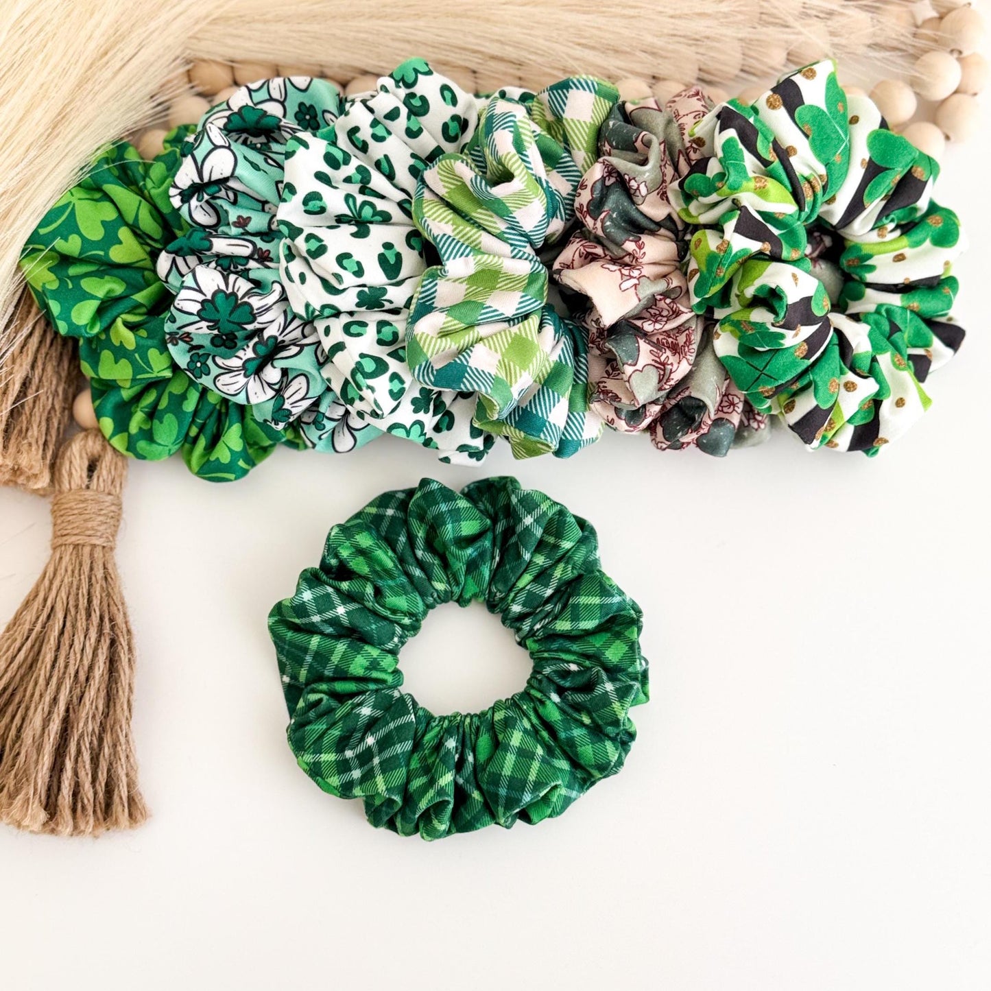 St. Patrick's Day Scrunchies: Lucky Clover Hair Ties Headband Studio