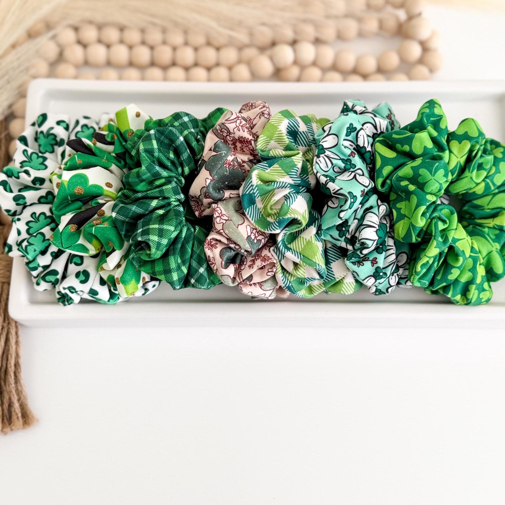 St. Patrick's Day Scrunchies: Lucky Clover Hair Ties Headband Studio