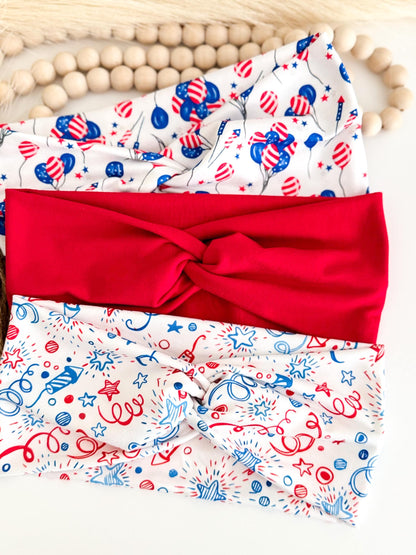 4th July Headband: Red White Blue Patriotic Hair Accessory