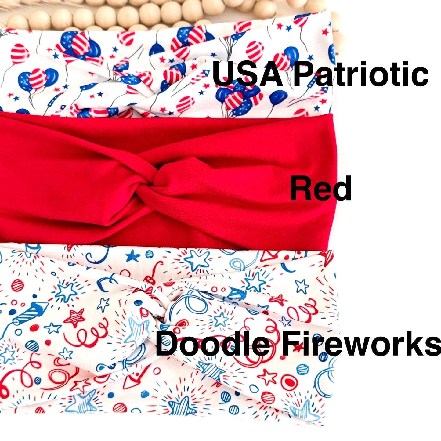 4th July Headband: Red White Blue Patriotic Hair Accessory
