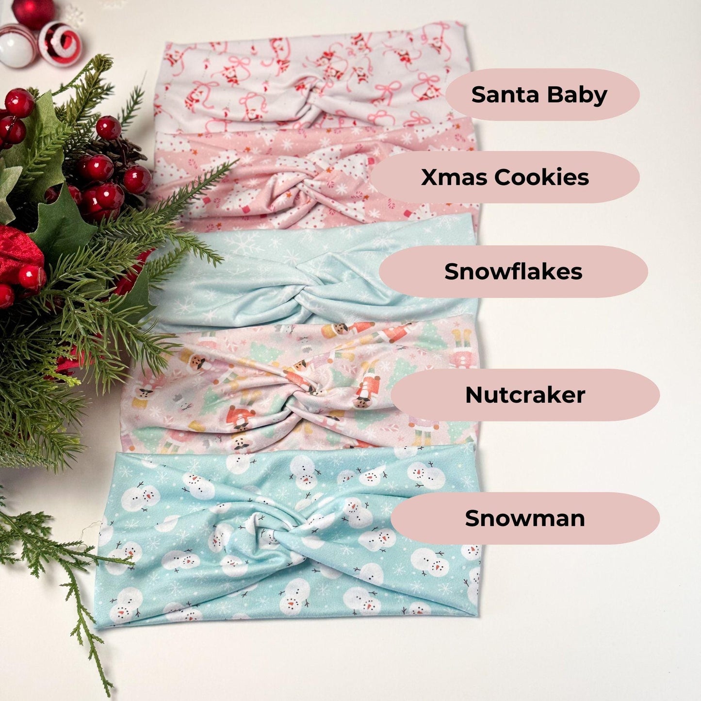 Christmas Twist Headband: Festive Holiday Print, Nurse Headband