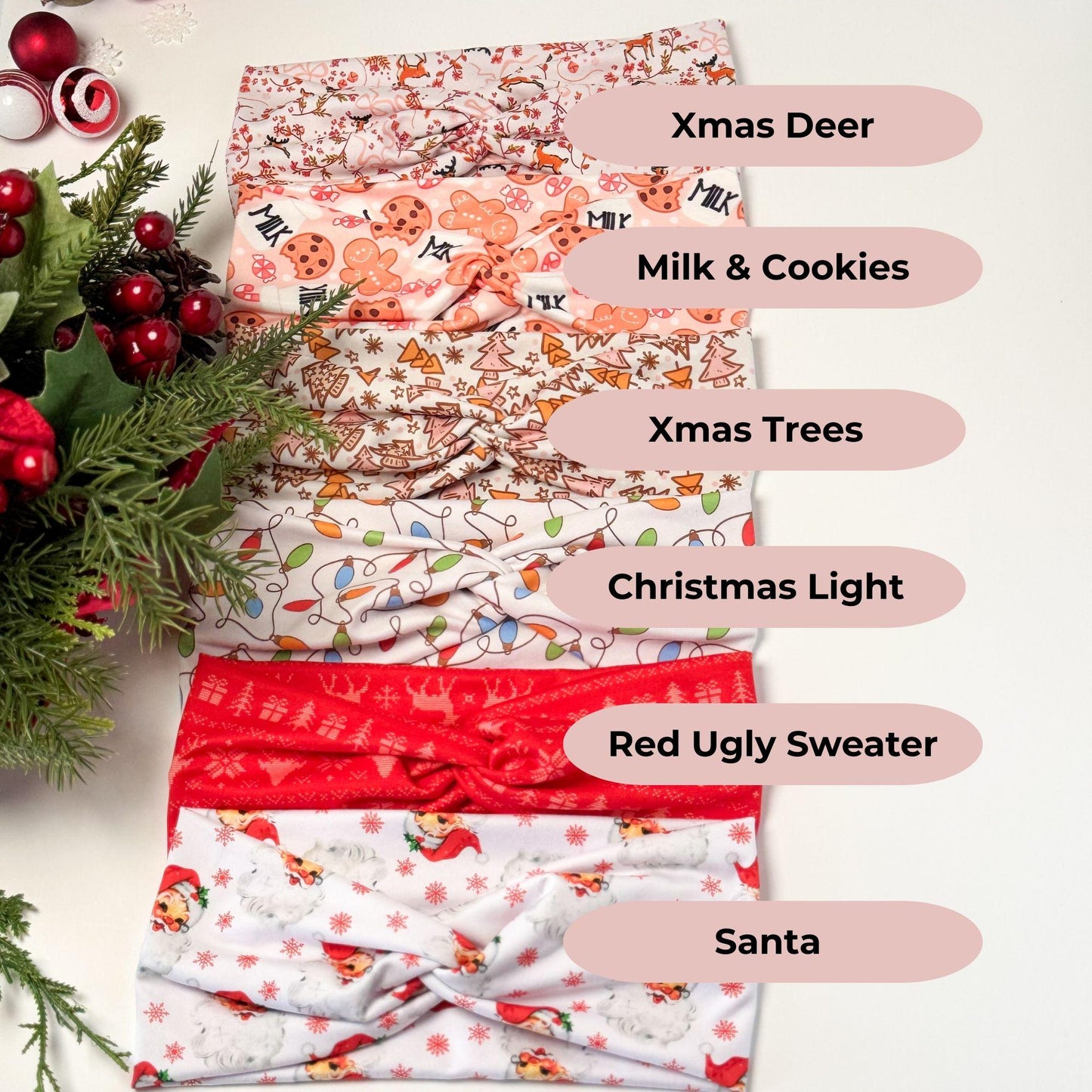 Christmas Twist Headband: Festive Holiday Print, Nurse Headband