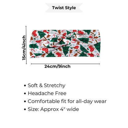 Christmas Twist Headband: Festive Holiday Print, Nurse Headband