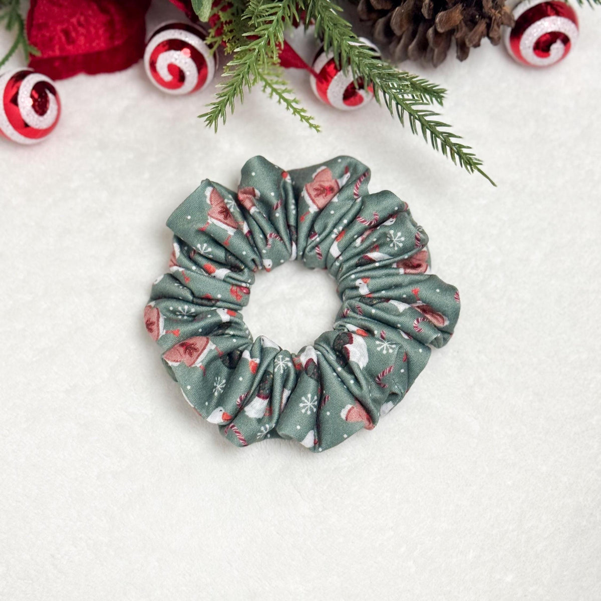 Handmade Christmas Scrunchie | Holiday Hair Accessory | Soft Stretchy DBP | Stocking Stuffer Gift | Festive Scrunchie for Nurses & Teachers Headband Studio