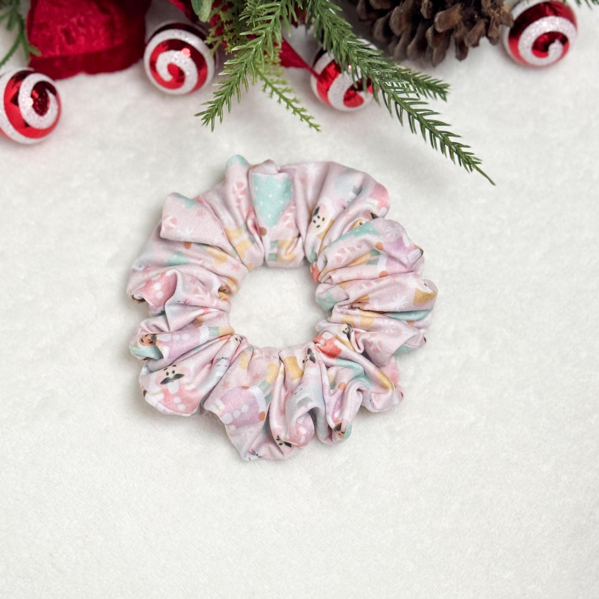 Handmade Christmas Scrunchie | Holiday Hair Accessory | Soft Stretchy DBP | Stocking Stuffer Gift | Festive Scrunchie for Nurses & Teachers Headband Studio