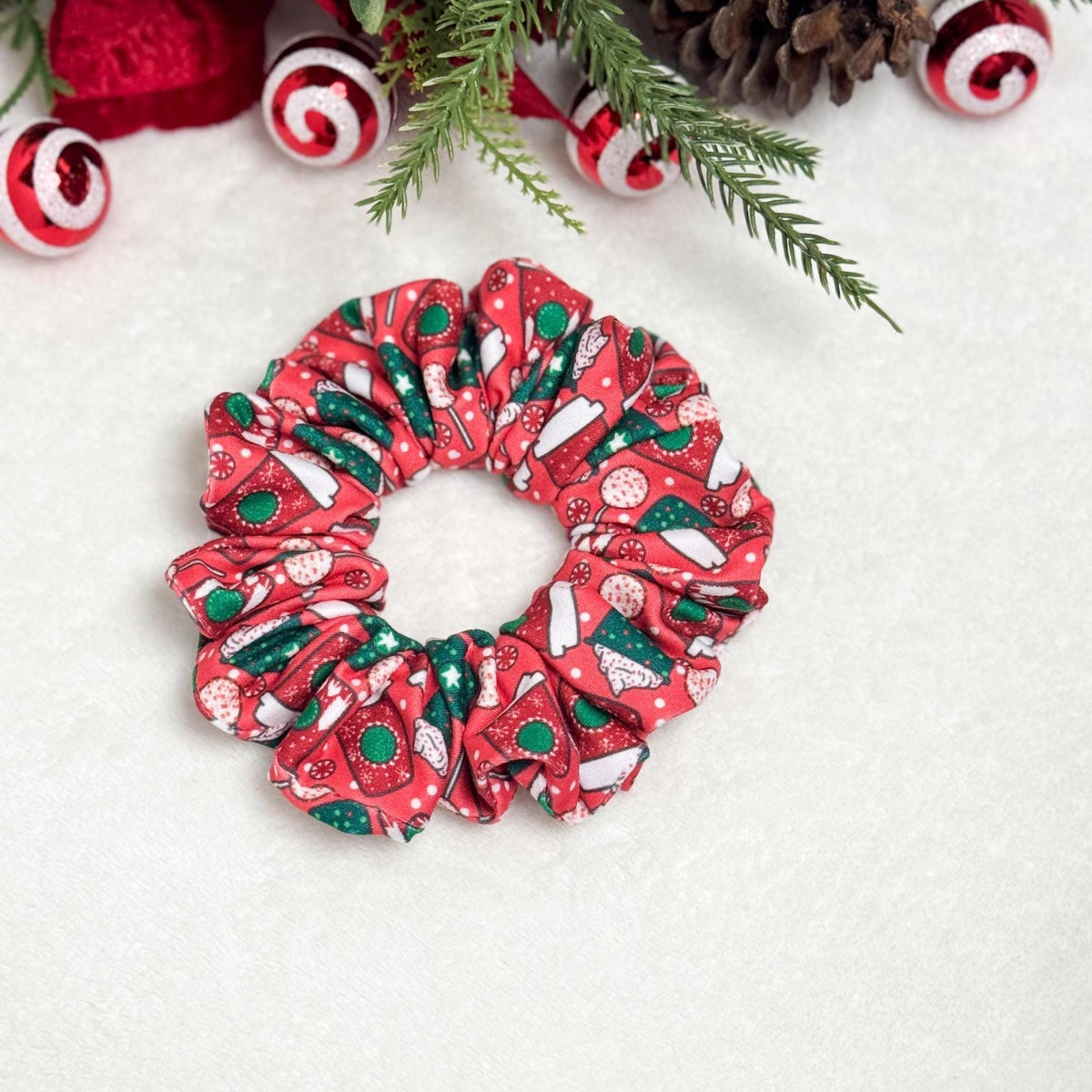 Handmade Christmas Scrunchie | Holiday Hair Accessory | Soft Stretchy DBP | Stocking Stuffer Gift | Festive Scrunchie for Nurses & Teachers Headband Studio