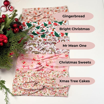Christmas Twist Headband: Festive Holiday Print, Nurse Headband