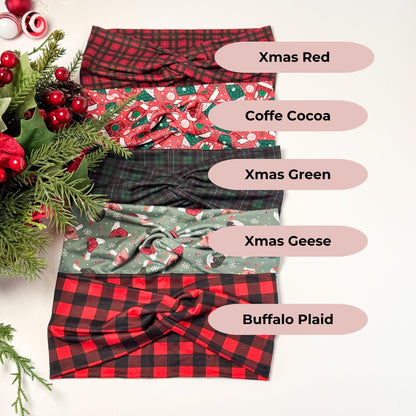 Christmas Twist Headband: Festive Holiday Print, Nurse Headband