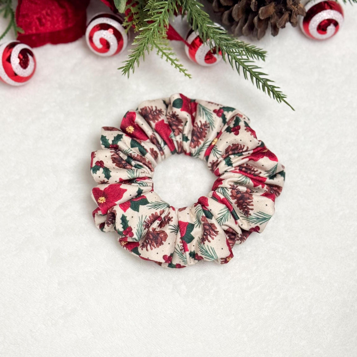 Handmade Christmas Scrunchie | Holiday Hair Accessory | Soft Stretchy DBP | Stocking Stuffer Gift | Festive Scrunchie for Nurses & Teachers Headband Studio