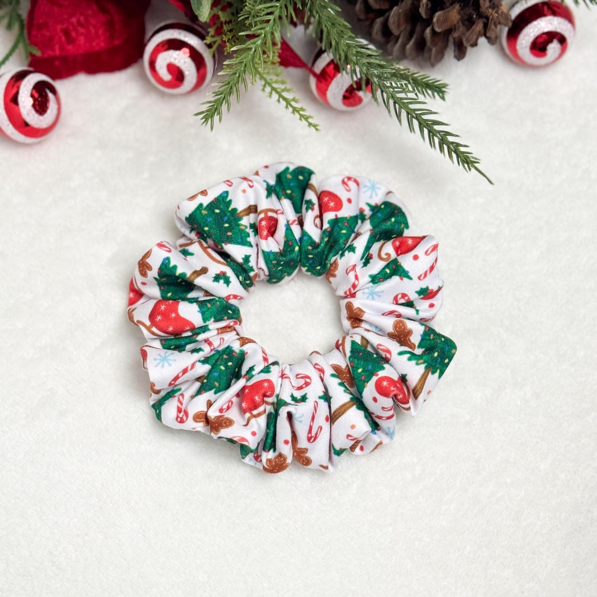 Handmade Christmas Scrunchie | Holiday Hair Accessory | Soft Stretchy DBP | Stocking Stuffer Gift | Festive Scrunchie for Nurses & Teachers Headband Studio
