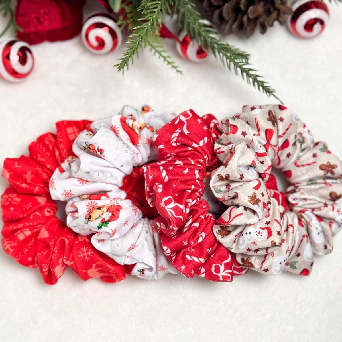 Handmade Christmas Scrunchie | Holiday Hair Accessory | Soft Stretchy DBP | Stocking Stuffer Gift | Festive Scrunchie for Nurses & Teachers Headband Studio