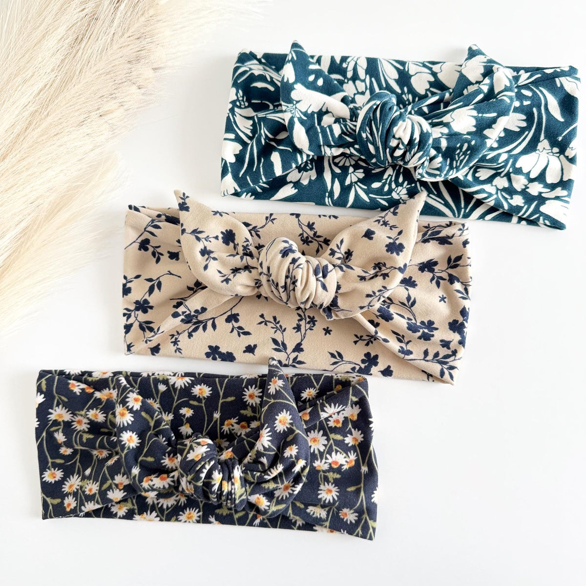 Floral Adjustable Tie Headbands for Women – Handmade Soft Stretch Hair Accessories