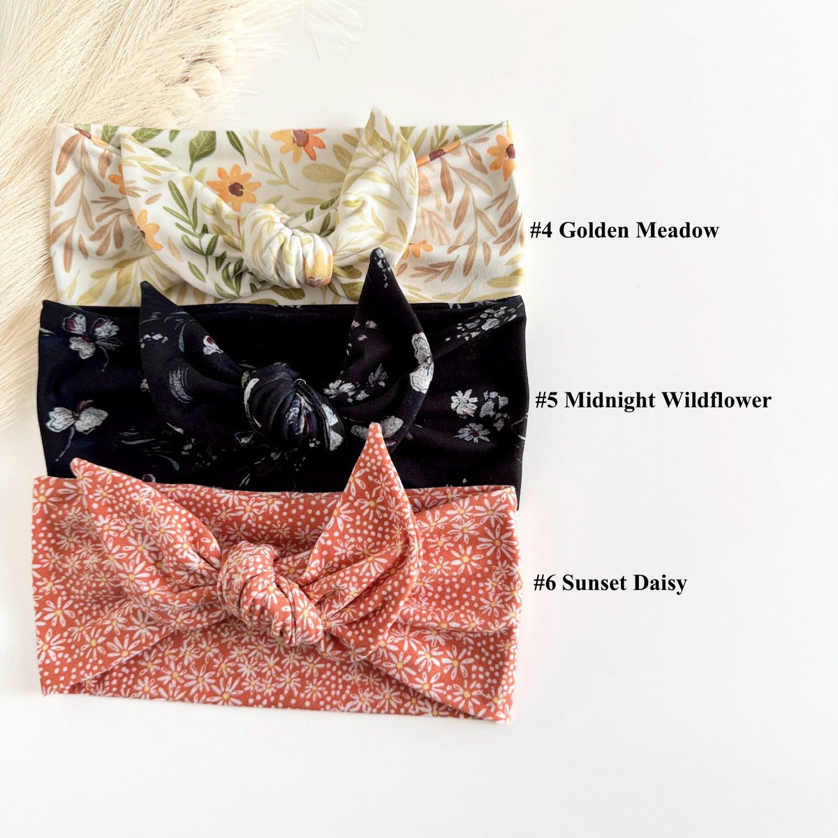 Floral Adjustable Tie Headbands for Women – Handmade Soft Stretch Hair Accessories