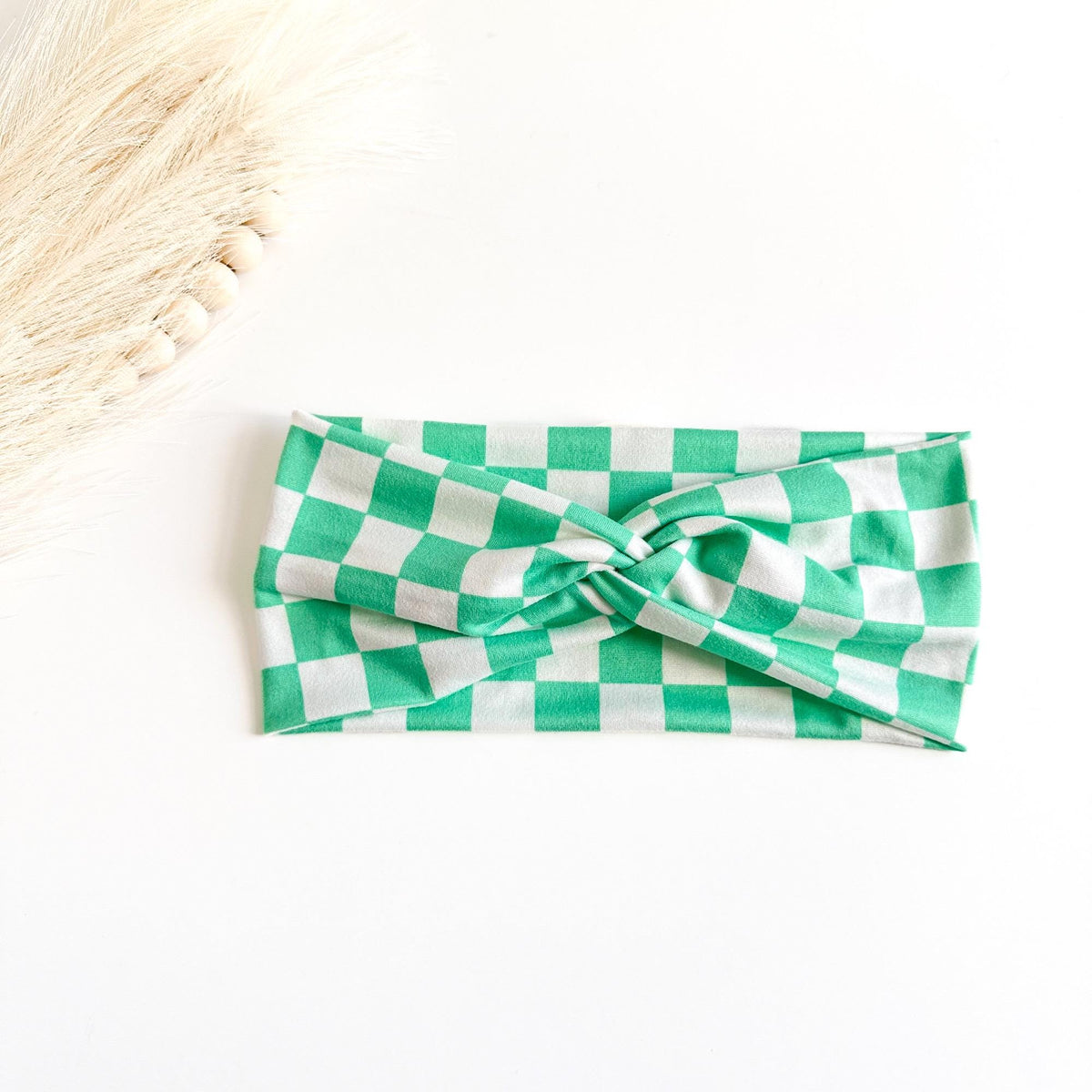 Retro Checker Twist Headbands for Women – Soft Stretch Handmade Headbands