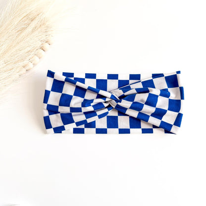 Retro Checker Twist Headbands for Women – Soft Stretch Handmade Headbands