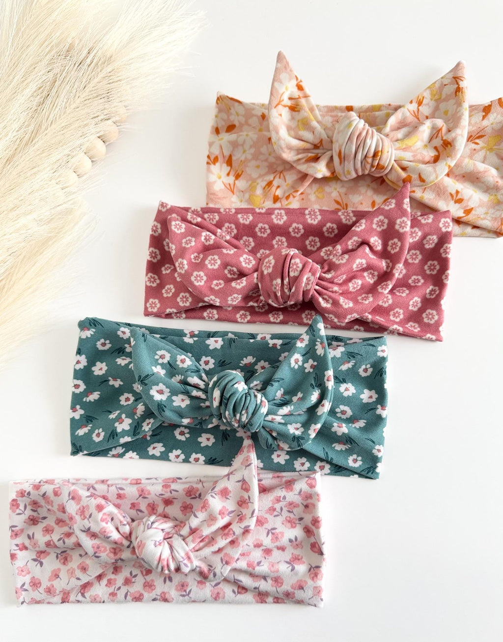 Floral Adjustable Tie Headbands for Women – Handmade Soft Stretch Hair Accessories