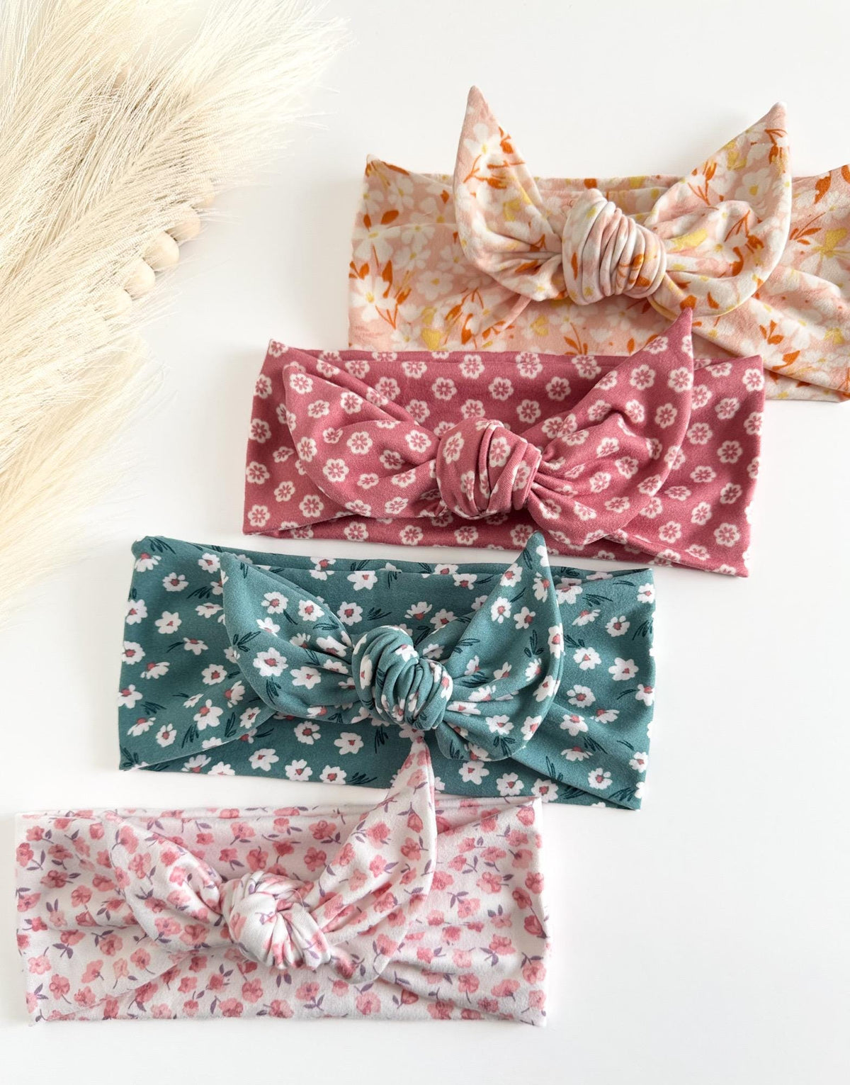 Floral Adjustable Tie Headbands for Women – Handmade Soft Stretch Hair Accessories