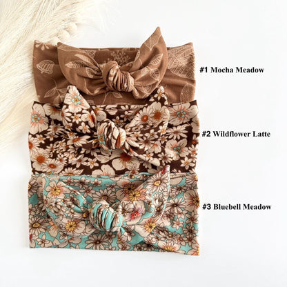 Floral Adjustable Tie Headbands for Women – Handmade Soft Stretch Hair Accessories