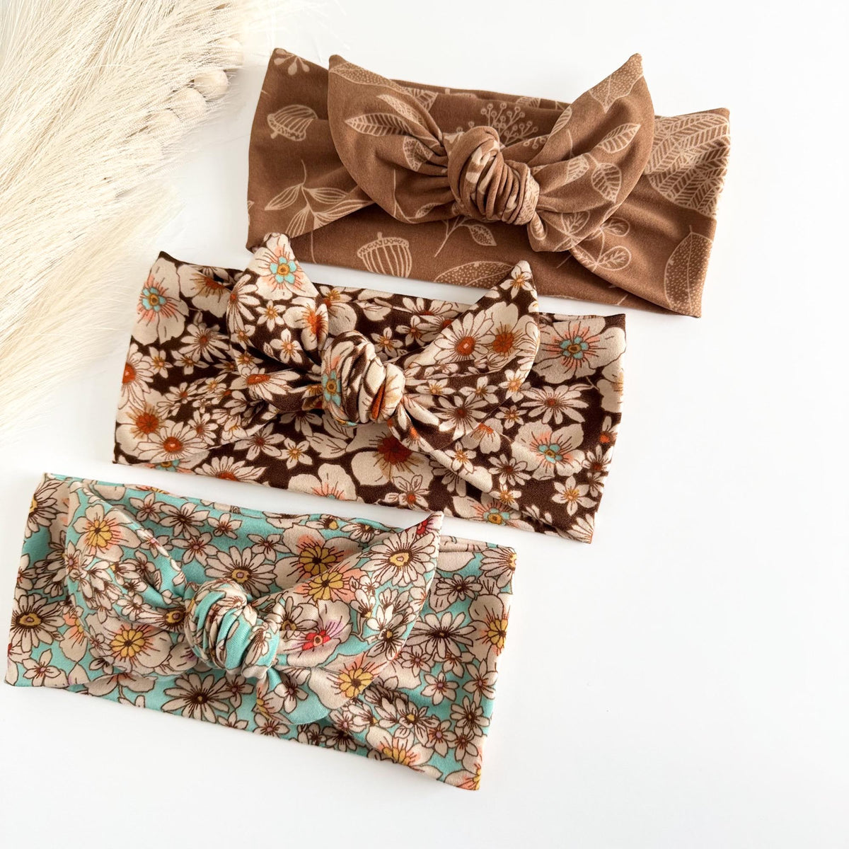 Floral Adjustable Tie Headbands for Women – Handmade Soft Stretch Hair Accessories