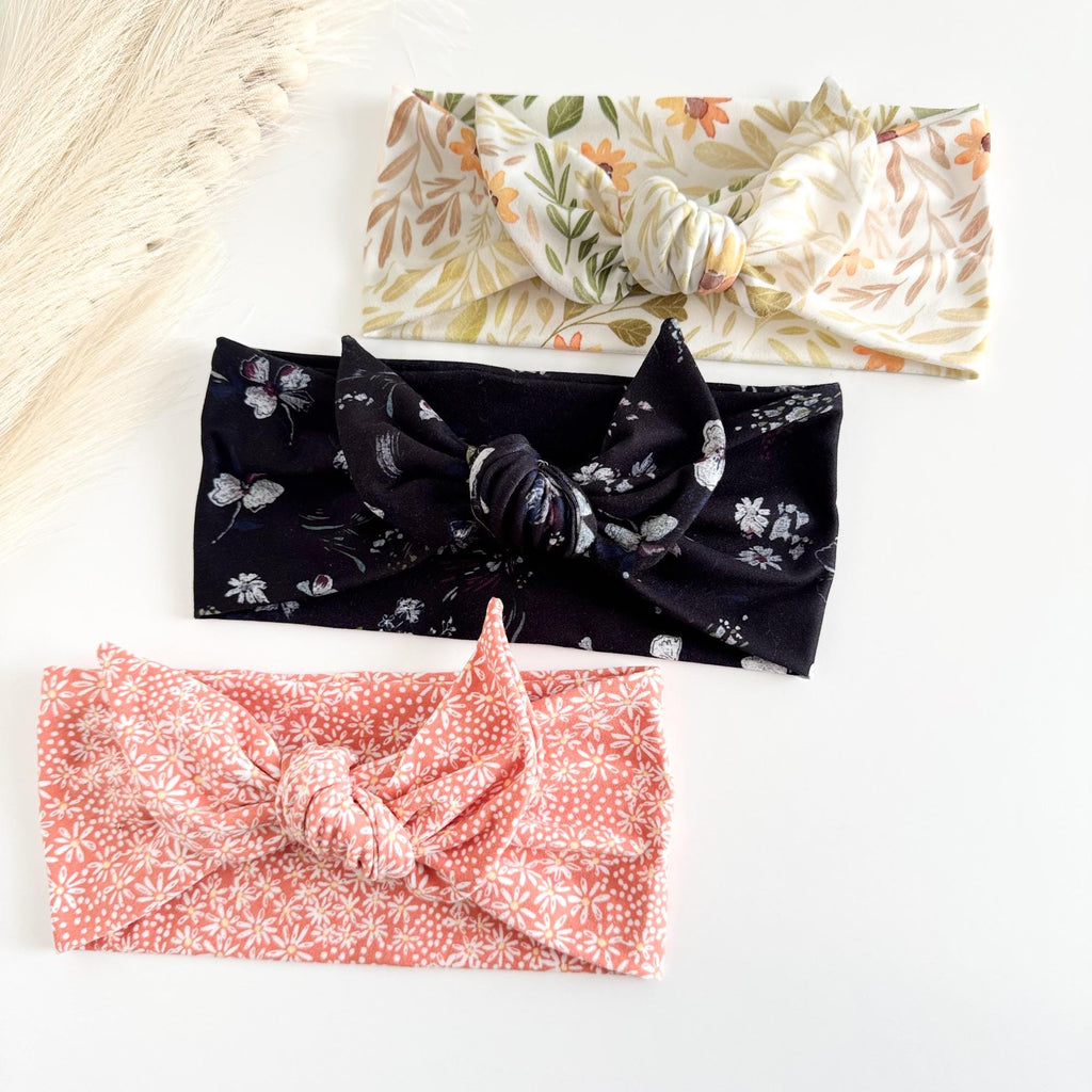 Floral Adjustable Tie Headbands for Women – Handmade Soft Stretch Hair Accessories