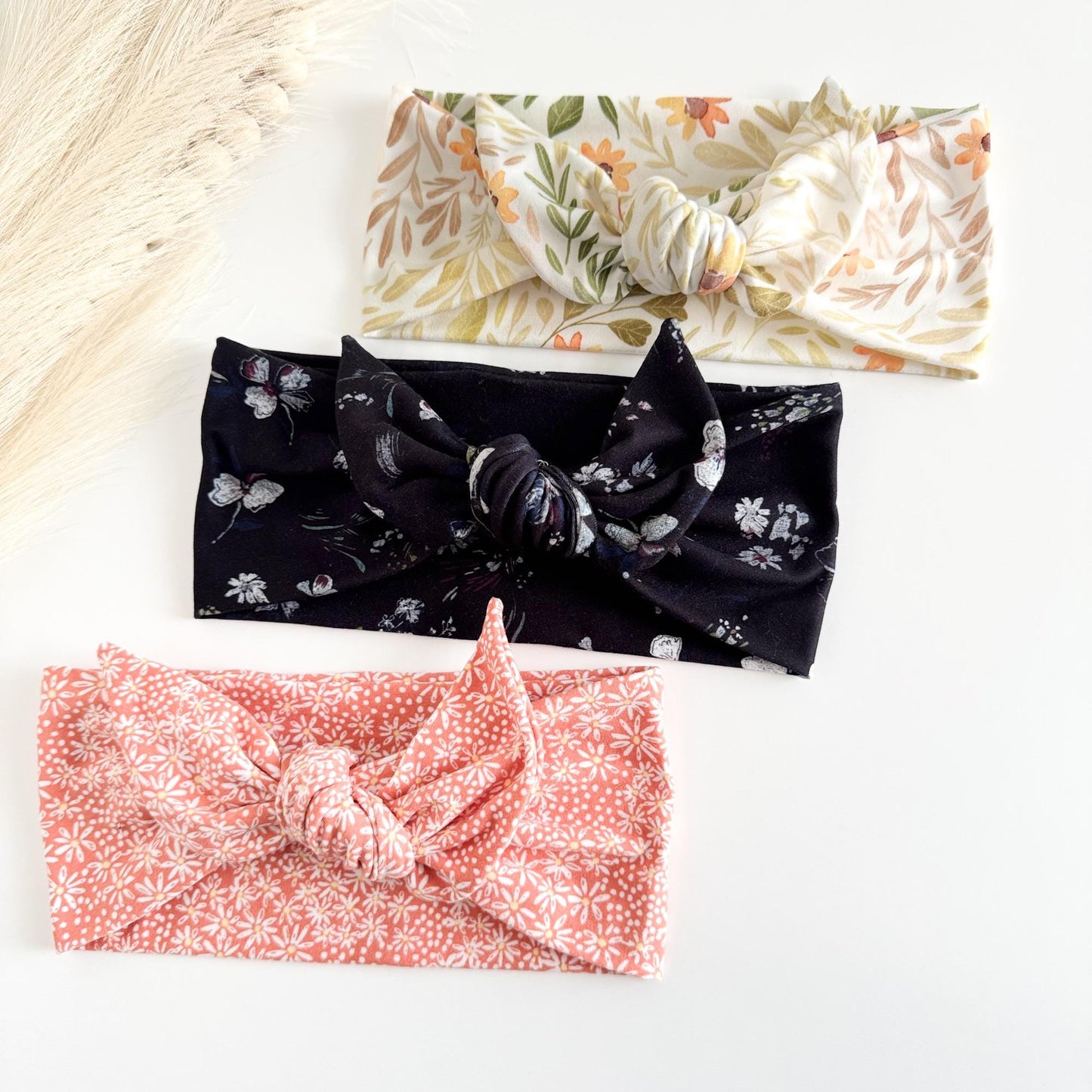 Floral Adjustable Tie Headbands for Women – Handmade Soft Stretch Hair Accessories