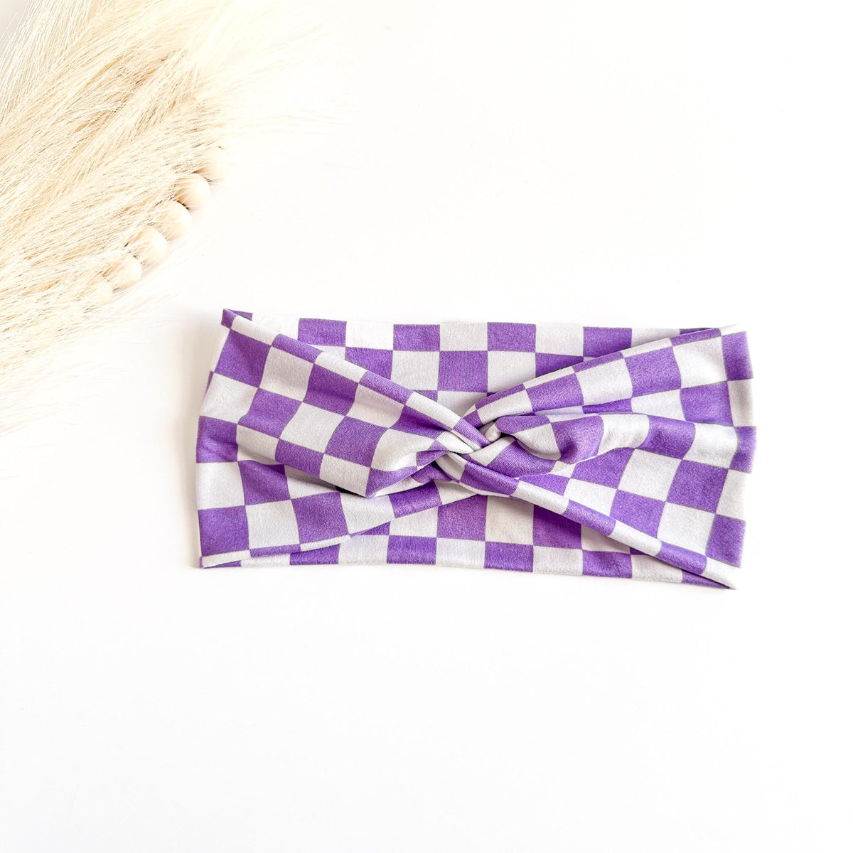 Retro Checker Twist Headbands for Women – Soft Stretch Handmade Headbands