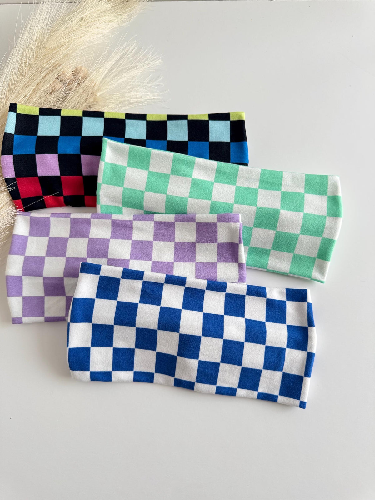 Retro Checker Twist Headbands for Women – Soft Stretch Handmade Headbands
