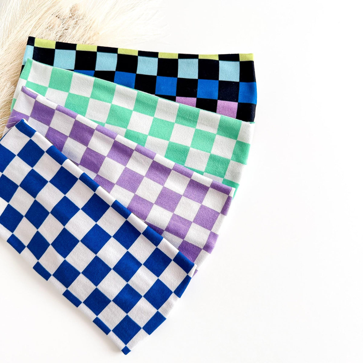Retro Checker Twist Headbands for Women – Soft Stretch Handmade Headbands