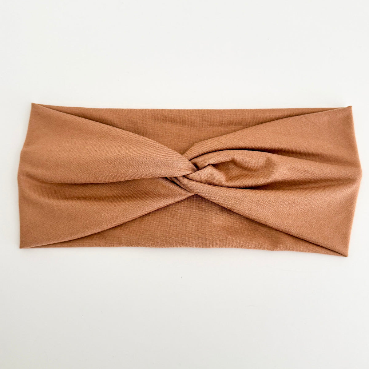 Light Brown solid twist headband in soft camel