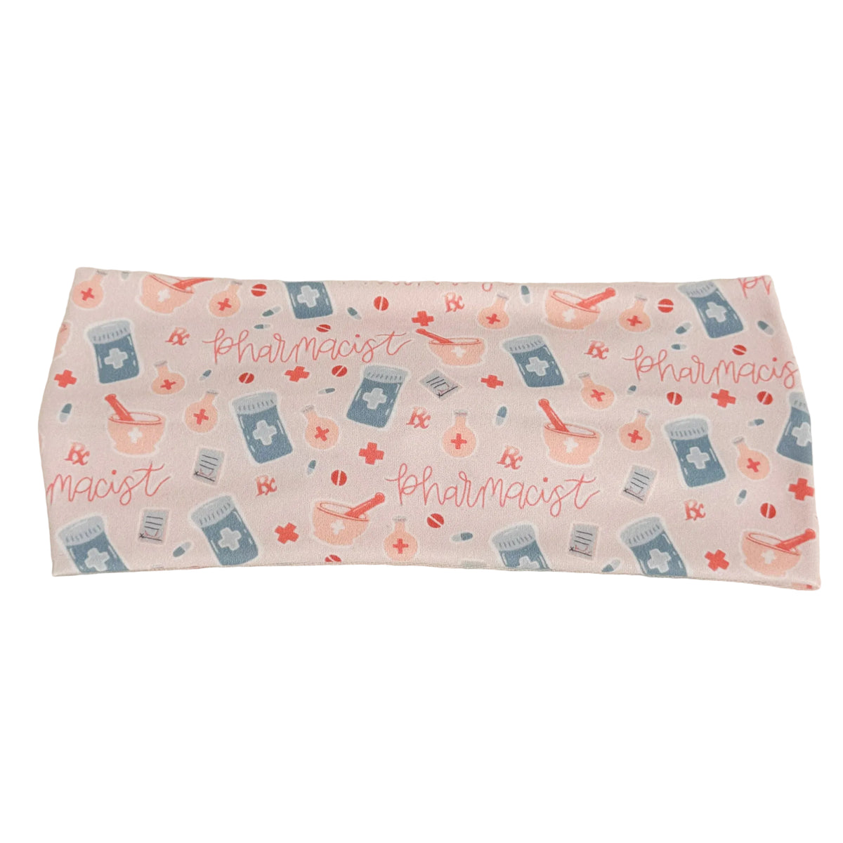 headband with 'pharmacist' pattern on a white background