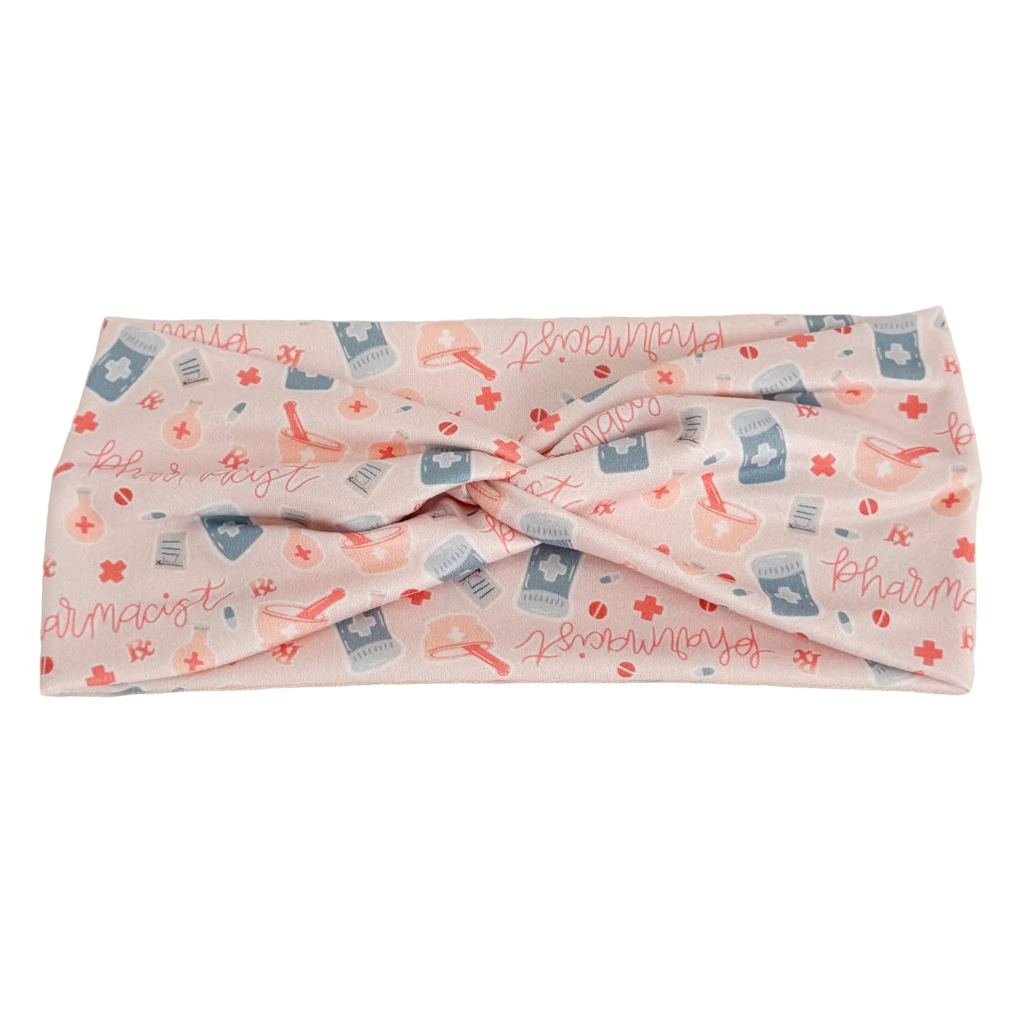 Headband Features pill bottles, Rx symbols &amp; pharmacy-themed prints