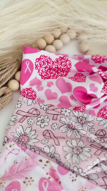 Pink Ribbon Breast Cancer Awareness Headbands for Women, Twist Soft & Stretchy Headband, Nurse Headband,
