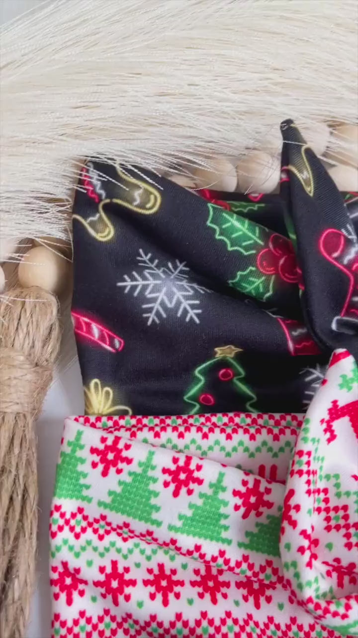 Christmas Tie Headband – Holiday Festive Knotted Headband for Women